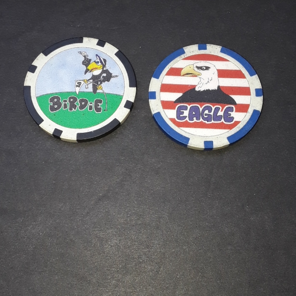 Two Golf Birdie  Eagle Casino Chip Marker Divot